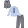 Calvin Klein Boys' 4-Piece Formal Suit Set, Includes Dress Shirt with Bow Tie, Suit Vest & Dress Pants, Medium Grey/Blue, 2T view 2