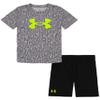 Under Armour Boys' 2-piece Short Sleeve Graphic T-Shirt and Shorts Set, Lightweight & Breathable, Gray Zone, 2T view 1