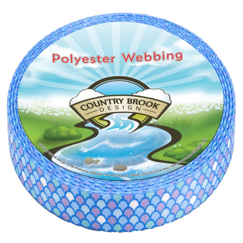 Country Brook Design - Mermaid Scales Polyester Webbing (5/8 Inch, 10 Yards)