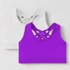 Kurve Girls Sleeveless Tank Top - Seamless Stretchy Strappy Back Crop Racerback Bra - Shirt Sports Bra for Kids, UPF 50+ Made in USA, White/Neon Purple Set, Age 4-8 Years view 2