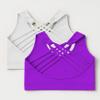 Kurve Girls Sleeveless Tank Top - Seamless Stretchy Strappy Back Crop Racerback Bra - Shirt Sports Bra for Kids, UPF 50+ Made in USA, White/Neon Purple Set, Age 4-8 Years view 3