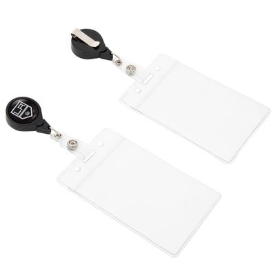 Desert Cactus Los Angeles Kings Retractable Badge Holder NHL Team ID Reel with Ticket Clip for Lanyard, Work, School & Office Access (Badge Reel with Pouch)