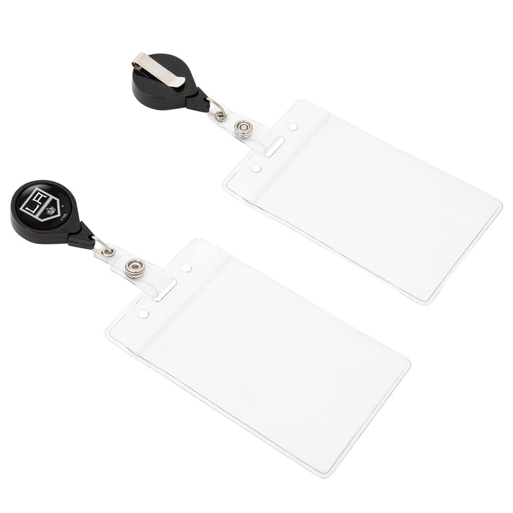 Desert Cactus Los Angeles Kings Retractable Badge Holder NHL Team ID Reel with Ticket Clip for Lanyard, Work, School & Office Access (Badge Reel with Pouch)
