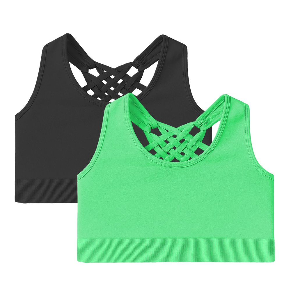 Kurve Girls' Seamless Strappy Back Racerback Sports Bra