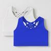 Kurve Girls Sleeveless Tank Top - Seamless Stretchy Strappy Back Crop Racerback Bra - Shirt Sports Bra for Kids, UPF 50+ Made in USA, White/Cobalt Set, Age 9-14 Years view 2