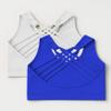 Kurve Girls Sleeveless Tank Top - Seamless Stretchy Strappy Back Crop Racerback Bra - Shirt Sports Bra for Kids, UPF 50+ Made in USA, White/Cobalt Set, Age 9-14 Years view 3