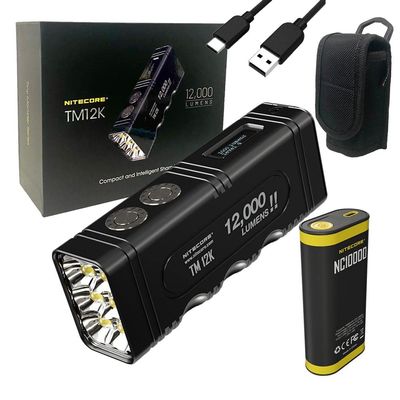 NITECORE TM12K Tiny Monster TYPE-C Rechargeable Flashlight - 12,000 Lumen Burst Output W/ NC10000 10,000mAh PowerCharger
