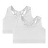 Kurve Girls Sleeveless Tank Top - Seamless Stretchy Strappy Back Crop Racerback Bra - Shirt Sports Bra for Kids, UPF 50+ Made in USA, White/White Set, Age 4-8 Years view 1