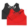 Kurve Girls Sleeveless Tank Top - Seamless Stretchy Strappy Back Crop Racerback Bra - Shirt Sports Bra for Kids, UPF 50+ Made in USA, Black/Red Set, Age 4-8 Years view 2