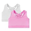 Kurve Girls Sleeveless Tank Top - Seamless Stretchy Strappy Back Crop Racerback Bra - Shirt Sports Bra for Kids, UPF 50+ Made in USA, White/Pink Set, Age 4-8 Years view 1