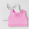 Kurve Girls Sleeveless Tank Top - Seamless Stretchy Strappy Back Crop Racerback Bra - Shirt Sports Bra for Kids, UPF 50+ Made in USA, White/Pink Set, Age 4-8 Years view 2