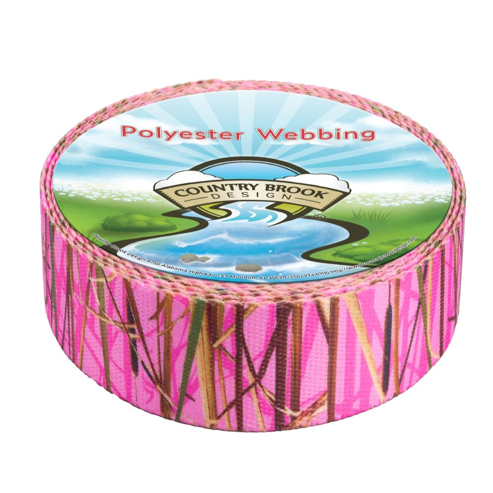 Country Brook Design - Pink Waterfowl Camo Polyester Webbing (1 Inch, 50 Yards)