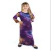 24seven Comfort Apparel Purple Tie Dye Long Sleeves Side Slit Maxi Dress for Girls view 2