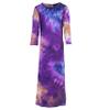 24seven Comfort Apparel Purple Tie Dye Long Sleeves Side Slit Maxi Dress for Girls view 4