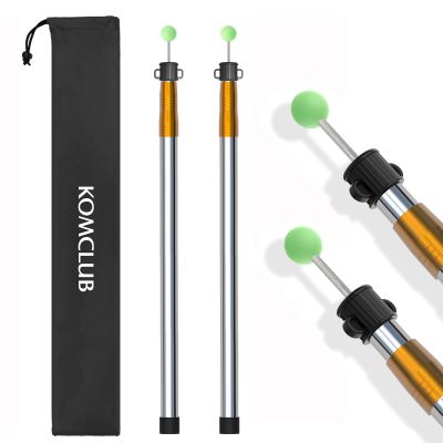 KOMCLUB Telescoping Tent Tarp Pole Adjustable Tarp Poles 3 Section Heavy Duty Canopy Poles Stainless Steel Portable Camping Poles 33"-86.61" for Hiking Car Canopy Awning 2Pcs Set (Gold)