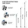 KOMCLUB Telescoping Tent Tarp Pole Adjustable Tarp Poles 3 Section Heavy Duty Canopy Poles Stainless Steel Portable Camping Poles 33"-86.61" for Hiking Car Canopy Awning 2Pcs Set (Blue) view 2