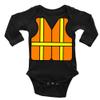 Construction Worker Vest Art Novetly Newborn Bodysuit Long Sleeve Baby Rompers C-Black view 1