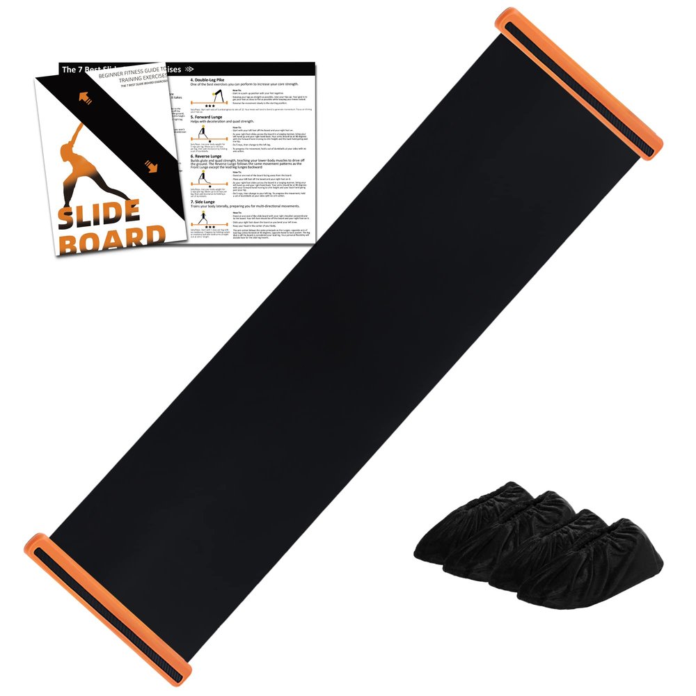 KRIXAM Slide Board For Working Out For Beginners And Pros, 4.6/6 Exercise Slide Board With 2 Sets of Shoes Booties(6ft, Black)