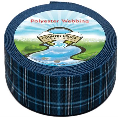 Country Brook Design - Navy Plaid Polyester Webbing (1 Inch, 50 Yards)