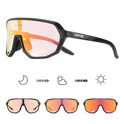 KAPVOE Photochromic Cycling Glasses for Men Women Mountain Bike Sunglasses Black Sports Goggles UV Protection