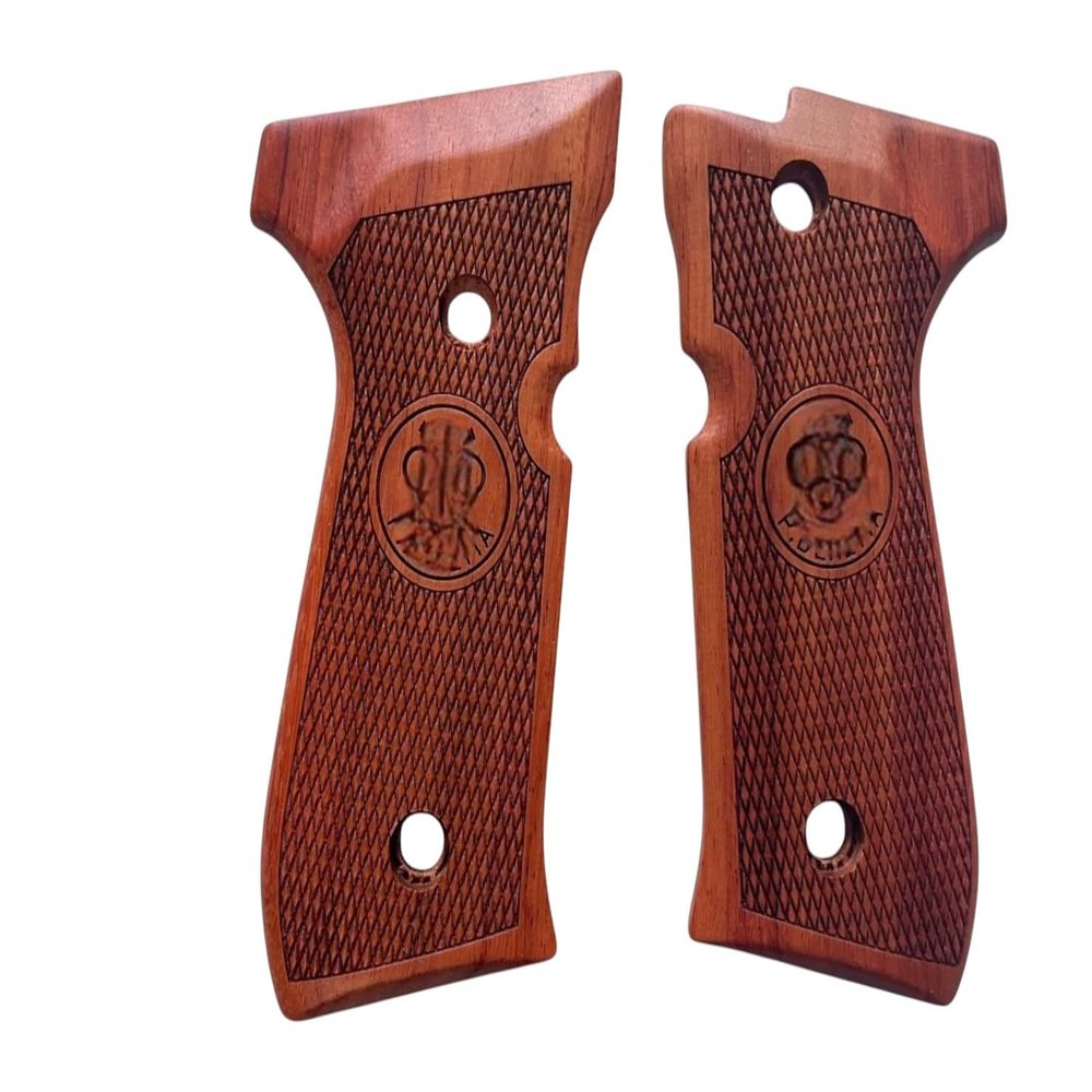 New! Grips Compatible with Bereetta 92, 96, M9 Full Size, Full Checkered Hardwood - Made from Thailand