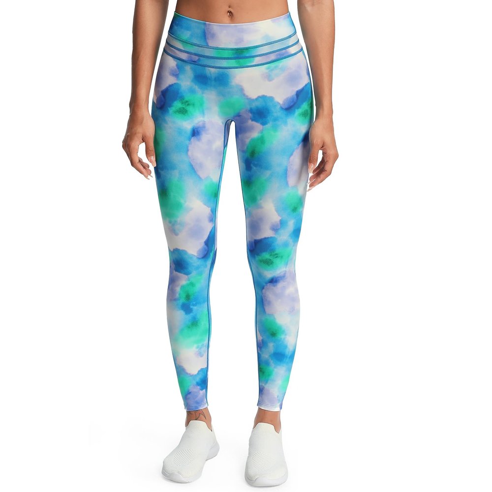 Aoxjox High Waisted Workout Leggings for Women Scrunch Tummy Control Luna Buttery Soft Gym Yoga Pants 26" (Blue Green Cloude-Dye, X-Small)