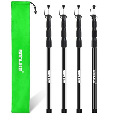 Tent Poles for Tarp, 8.2' Fiberglass Tarp Poles Set of 4, Tent Poles Replacement, Telescoping Pole, Canopy Poles, Camping Poles for Rooftop Tents, Trekking Pole Tent for Rain Fly, Camper, Awning