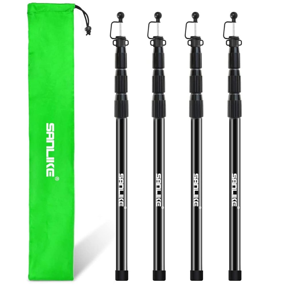 Tent Poles for Tarp, 8.2' Fiberglass Tarp Poles Set of 4, Tent Poles Replacement, Telescoping Pole, Canopy Poles, Camping Poles for Rooftop Tents, Trekking Pole Tent for Rain Fly, Camper, Awning