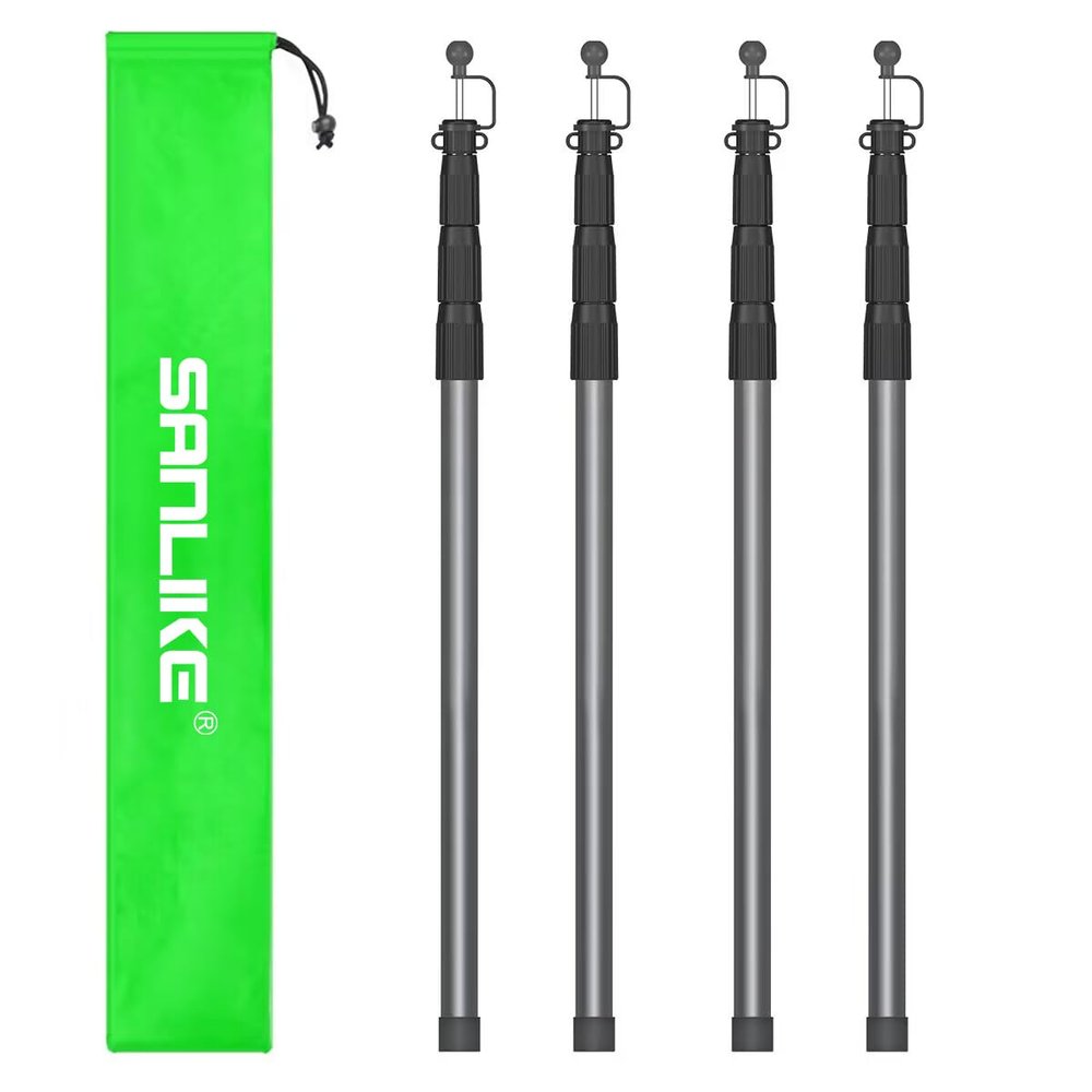 SANLIKE Tent Poles for Tarp, 8.2' Telescoping Poles Set of 4, Replacement for Canopy & Camping, Rooftop Tent Poles for Rain Fly, Awning - Gray