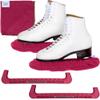 CRS Cross Ice Skate Guards, Soakers and Towel Gift Set. Essential Ice Skating Hard Guard and Soft Skate Blade Cover Accessories for Figure Skating or Hockey (Ruby, Medium)