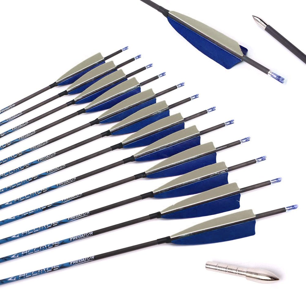 600-Spine Arrow 32-Inch Arrow Target Practice Arrow Hunting Arrow Carbon Arrows Compound Bow Recurve Bow Adult Youth Archery Indoor Outdoor Shooting Bullet Field Tip 12pc Style1