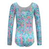 ABOCIW Gymnastics Leotards for Girls Long Sleeve Dance Leotard One Piece Sparkle Athletic Ballet Dance Leotard Top Unitard Bodysuit Ballerina Costume Dancewear Floral Print 6-7 Years view 2