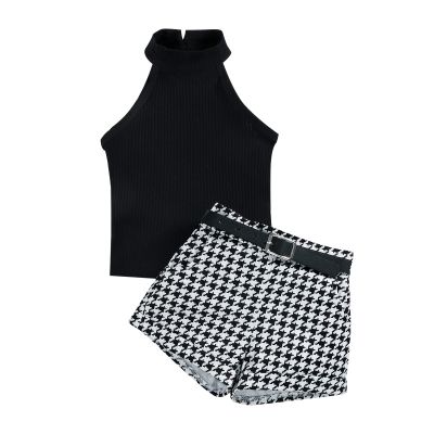 TheFound Toddler Girls Summer Outfits Sleeveless Rib Knit Halter Tops Shorts Bloomers Set Clothes
