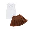 TheFound Toddler Girls Summer Outfits Sleeveless Rib Knit Halter Tops Shorts Bloomers Set Clothes view 1