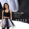 Dmaiy Women Tutu Skirt Elastic Dance Skirts Tulle Ballet Tutu Classic Adult Costume Bottoms for Festival Cosplay (Black White) view 3