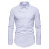 Men's Long Sleeve Button Down Shirts Lightweight Turn-Down Collar Slim Shirt Classic Stylish Business Dress Shirts (White,Medium) view 1
