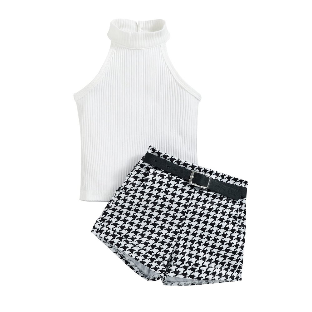 TheFound Toddler Girls Summer Outfits Sleeveless Rib Knit Halter Tops Shorts Bloomers Set Clothes
