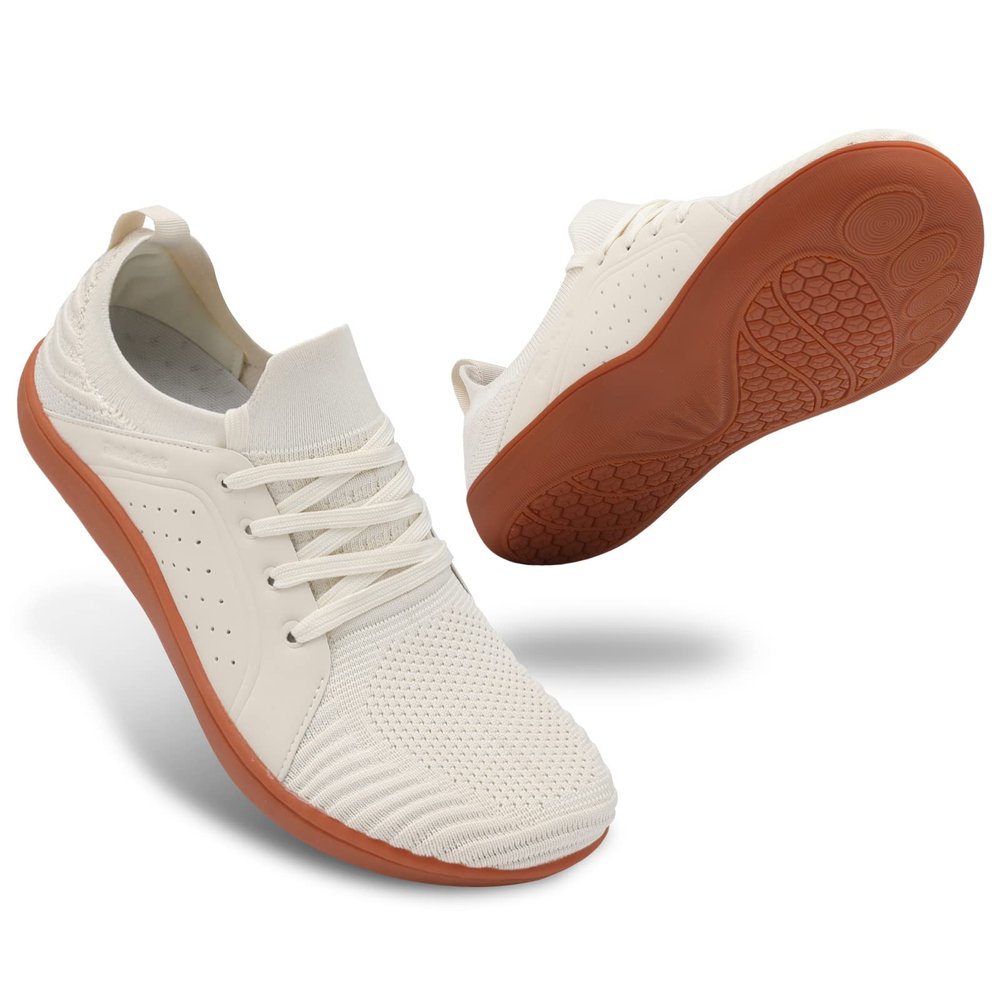 relxfeet Men's Minimalist Walking Shoes Barefoot Wide Toe Zero Drop Sole Cross-Trainer Lightweight Slip-on Trail Running Sneakers Non Slip for Gym Fitness Jogging Wrestling Hiking Lifting Beige 12.5