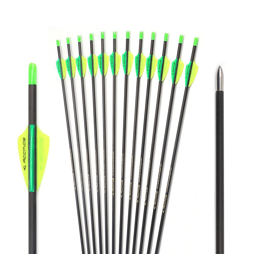 1000-Spine Arrow 28-Inch Arrow Target Practice Arrow Hunting Arrow Carbon Arrows Compound Bow Recurve Bow Adult Youth Archery Indoor Outdoor Shooting Bullet Field Tip 12pc Style2