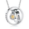 constantlife Cremation Jewelry Stainless Steel Sunflower Urn Necklace for Ashes Double Circle Memorial Pendant Human Pet Keepsake Gift for Women Men (Golden) view 1