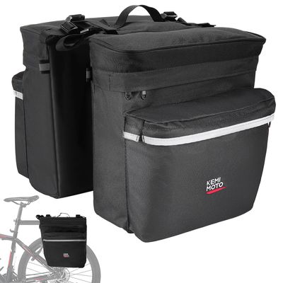 KEMIMOTO Bike Bag Panniers with Rain Cover, 34L Waterproof Bicycle Saddle Bag for Rear Rack Mountain Biking Bags Storage, Ebike Accessories for Commuter Grocery Shopping Travel Carrier, Black