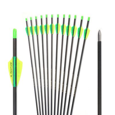 250-Spine Arrow 28-Inch Arrow Target Practice Arrow Hunting Arrow Carbon Arrows Compound Bow Recurve Bow Adult Youth Archery Indoor Outdoor Shooting Bullet Field Tip 12pc Style2