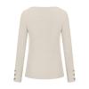 Womens Casual Tops Sexy Ribbed Knit Sweater Long Sleeve Shirts Quarter Button Down Blouse Slim Fit Tunics Tee T-Shirt Beige view 4