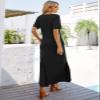 Camdoria Womens Maxi Casual Tshirt Dresses Long Summer Dress Beach Loose Short Sleeves Split Sundress with Pockets Black Medium view 3