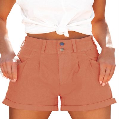 Hilltichu Womens Relaxed Fit Casual High Waist Pocketed Denim Shorts