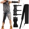 3 Pcs Archery Accessories Including Protective Archery Arm Guard Leather Padded Three Finger Hunting Gloves Back Arrow Quiver Hip Arrows Bag for Men Women Youth Adults Beginners Hunting Shooting view 1