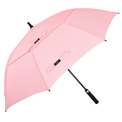 G4Free 62 Inch Automatic Open Golf Umbrella Extra Large Oversize Double Canopy Vented Windproof Waterproof Stick Umbrellas (Light Pink)