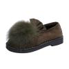 Ladies Fashion Retro Solid Color Suede Wool Ball Comfortable Flat Casual Shoes Short Wedges (AG, 7) view 1