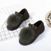 Ladies Fashion Retro Solid Color Suede Wool Ball Comfortable Flat Casual Shoes Short Wedges (AG, 7) view 3
