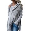 JEsilunmaMY Women's Tassel Poncho Cape Long Sleeve Open Front Shawl Wrap Sweater Mid Long Winter Knitted Cardigan Outwear (Grey,X-Large) view 1
